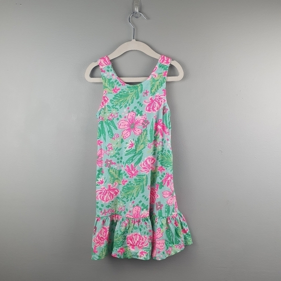 TOMMY BAHAMA Floral Sundress Ruffles Pink/Green Girls‎ 4 - Picture 2 of 9